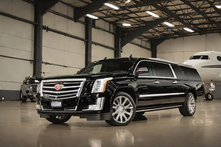 Cadillac Escalade ESV Armored Ballistic Glass & Run-Flat Tire Protocols at Van Nuys Private Aviation FBO Facilities (VNY)