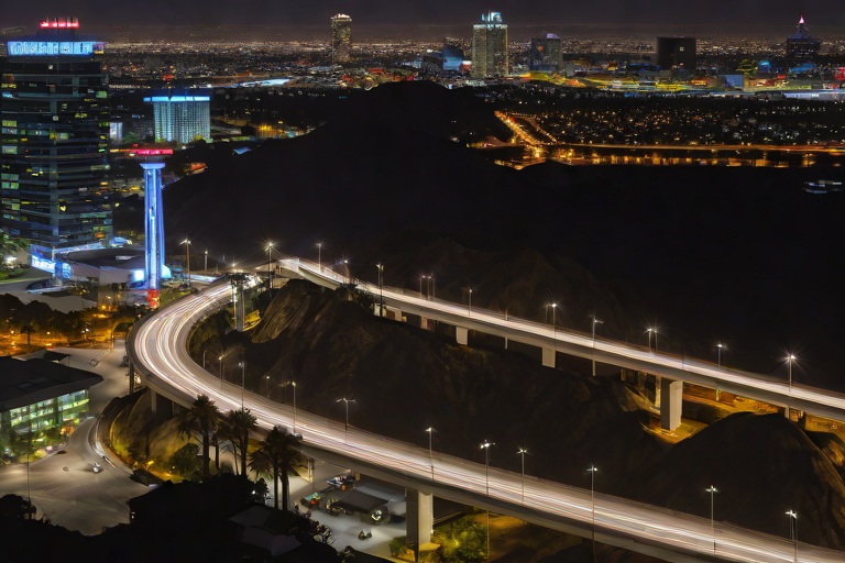 Nighttime LED Laser Headlamp Calibration for Curving Canyon Roads at Universal City Production Executive Towers
